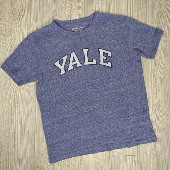 Vintage Champion Yale T-Shirt Heather Blue Youth Large - Picture 3 of 7